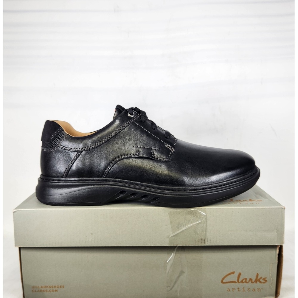 Clarks Oxford Men Size 10 EXTRA WIDE Black Leather Un Briley Pace Lace Up Shoes